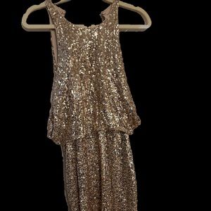 Badgley Mischka Bridesmaid/Cocktail dress rose gold sequin cocktail holiday